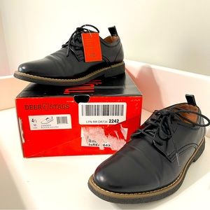 Deer Stags Boy 4.5M Black Oxford Dress Shoes Faux Leather Zander Memory Foam